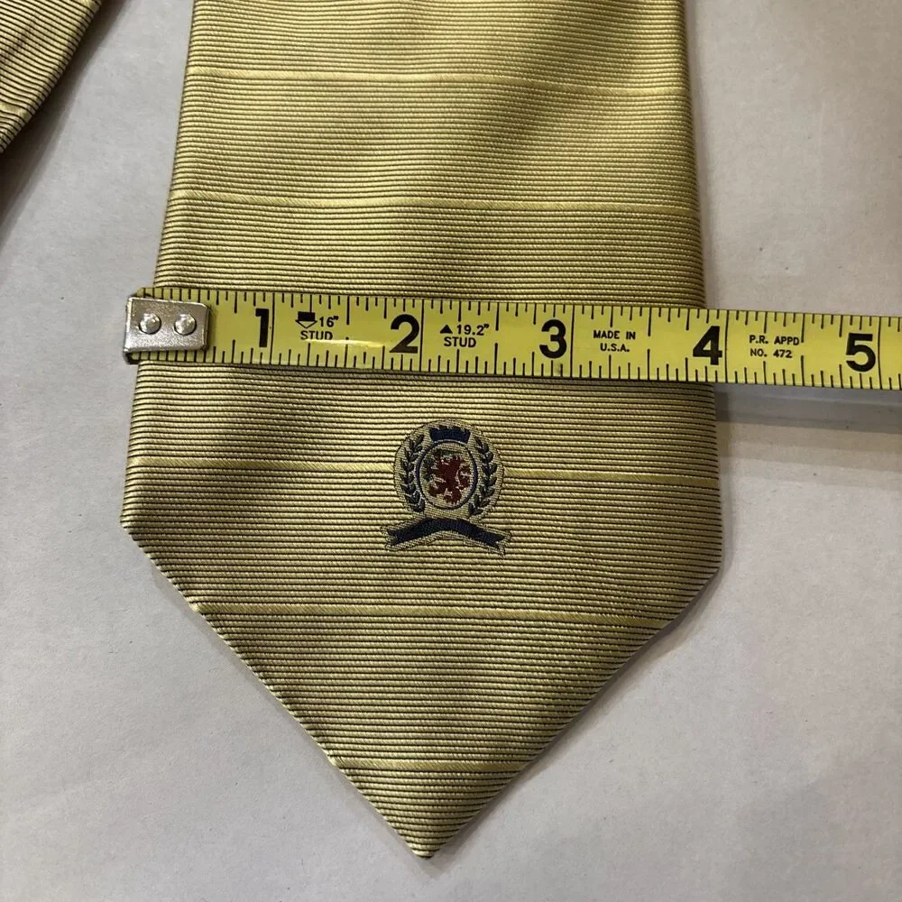 Tommy Hilfiger MEN'S TIE  Gold, Preppy Silk, USA 4” X 57” Designer Fraternity